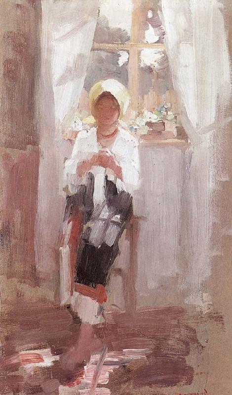 Nicolae Grigorescu Peasant Sewing by the Window Sweden oil painting art